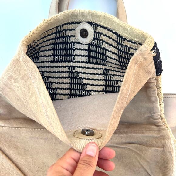 Free People Sierra Leather Woven Removable Clutch Tote Purse Beige Bag Tan - Picture 12 of 14